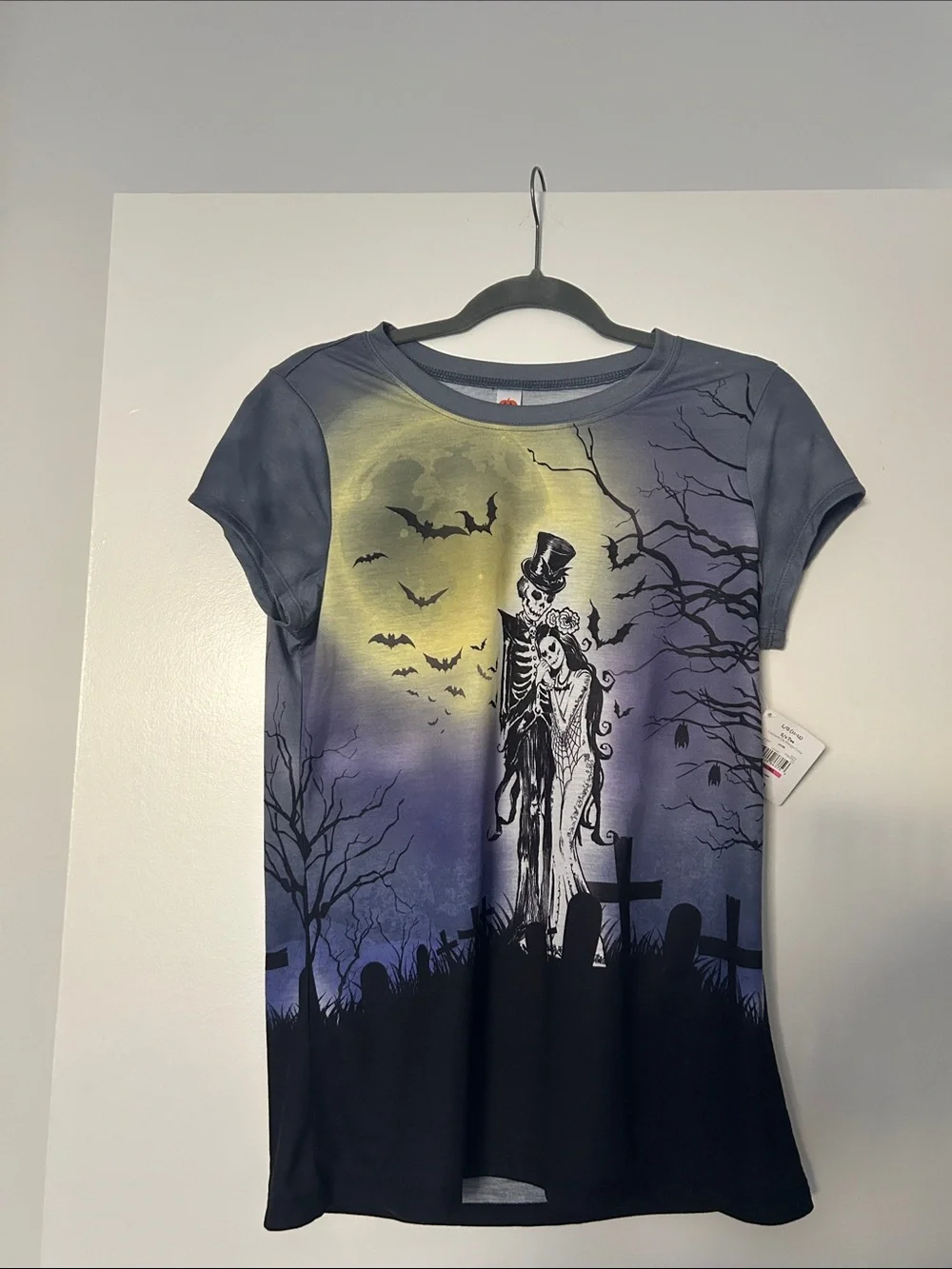 Girls Halloween Skeleton Couple Costume Tunic - Black & Purple
